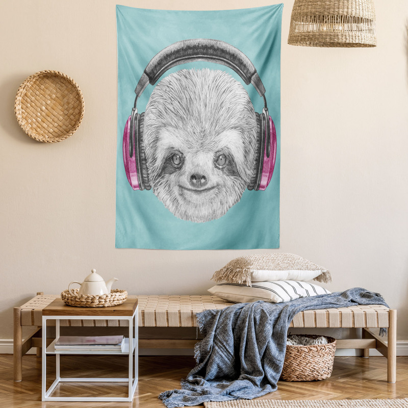 DJ Sloth Headphones Tapestry