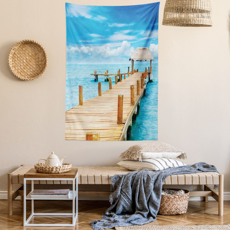 Tropic Seascape Wooden Jetty Tapestry