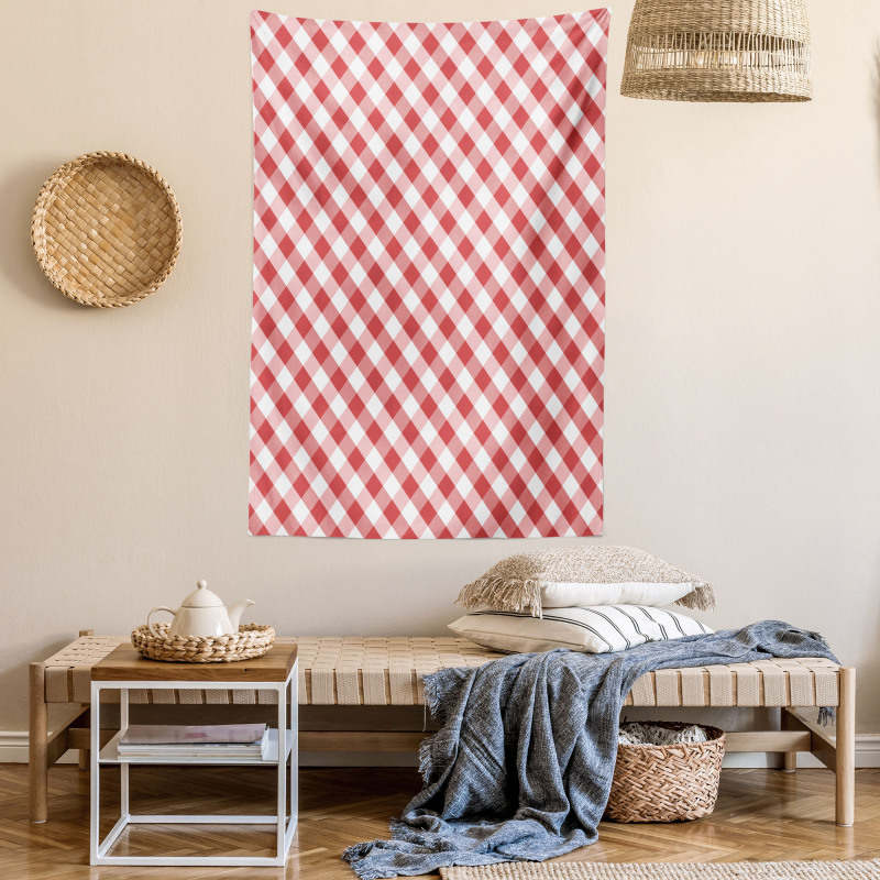 Retro Red Squares Tapestry