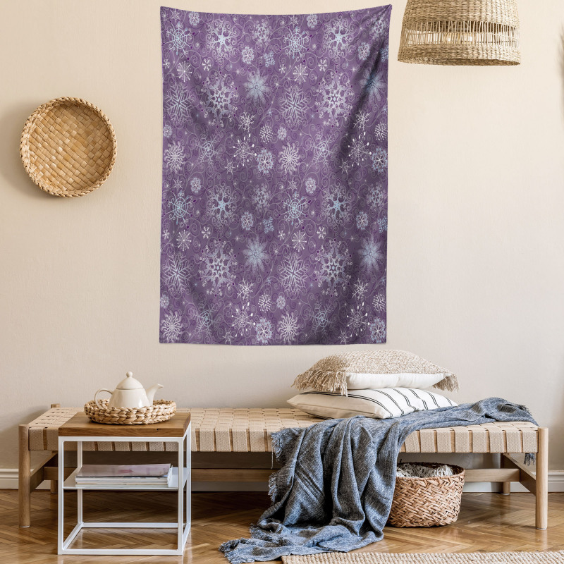 Xmas Snowflakes Floral Tapestry