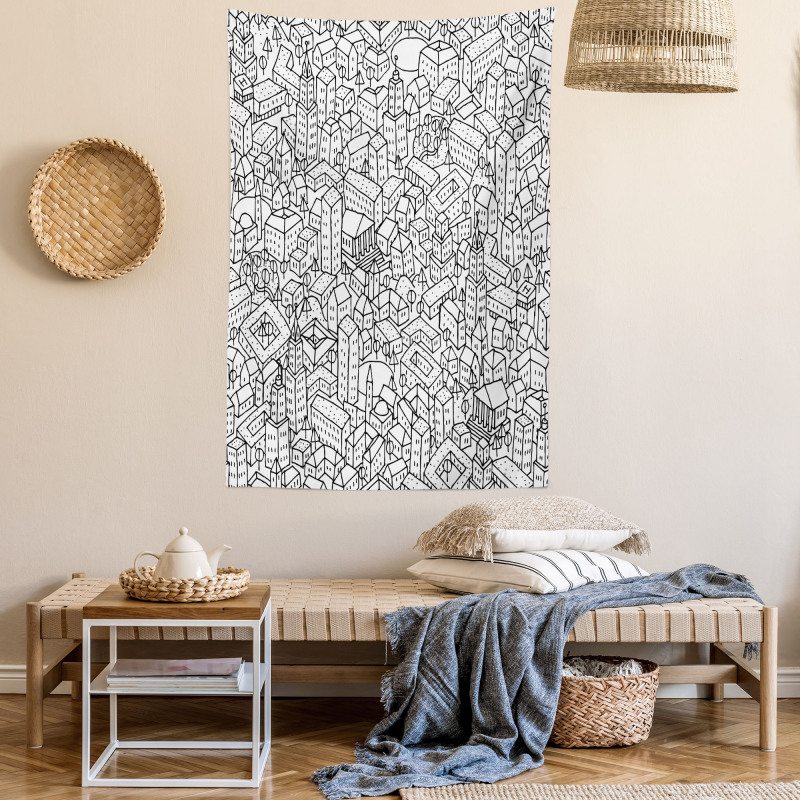 Crowded Urban Life Tapestry