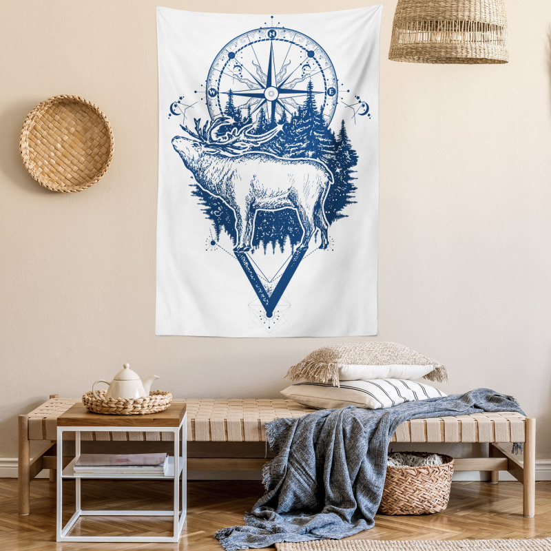 Deer Compass Ethnic Tapestry