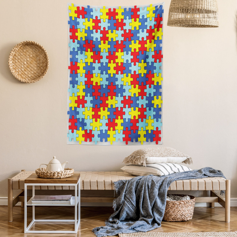 Colorful Puzzle Pieces Tapestry