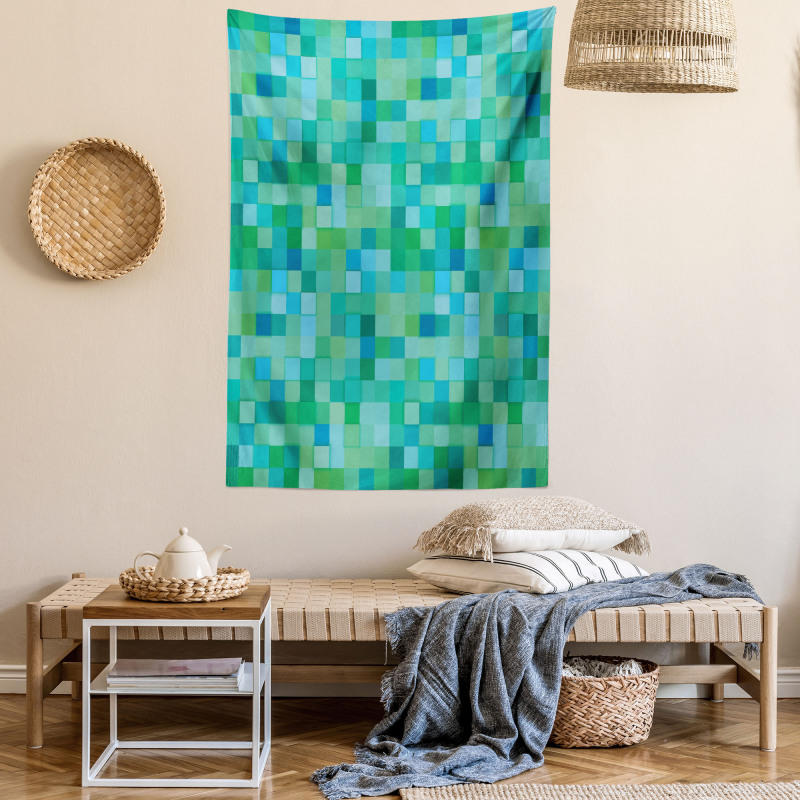 Cube Pattern Vibrant Color Tapestry