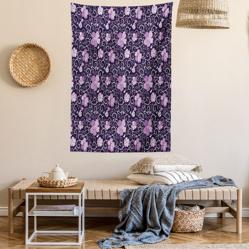 Flower Patterned Design Tapestry