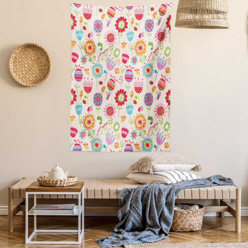 Ladybug Strawberry Bird Tapestry