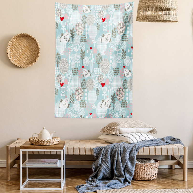 Valentines Birds Tapestry