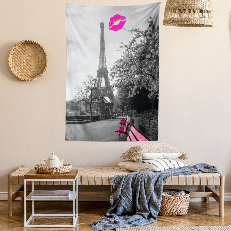 Romantic City and a Kiss Tapestry