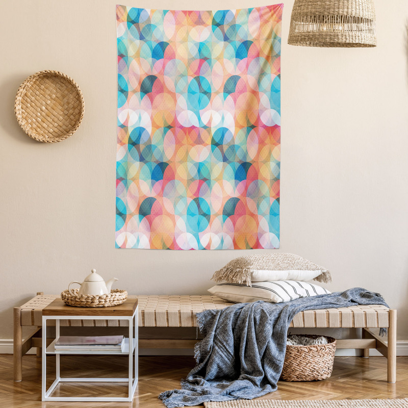 Pastel Mosaic Circles Tapestry