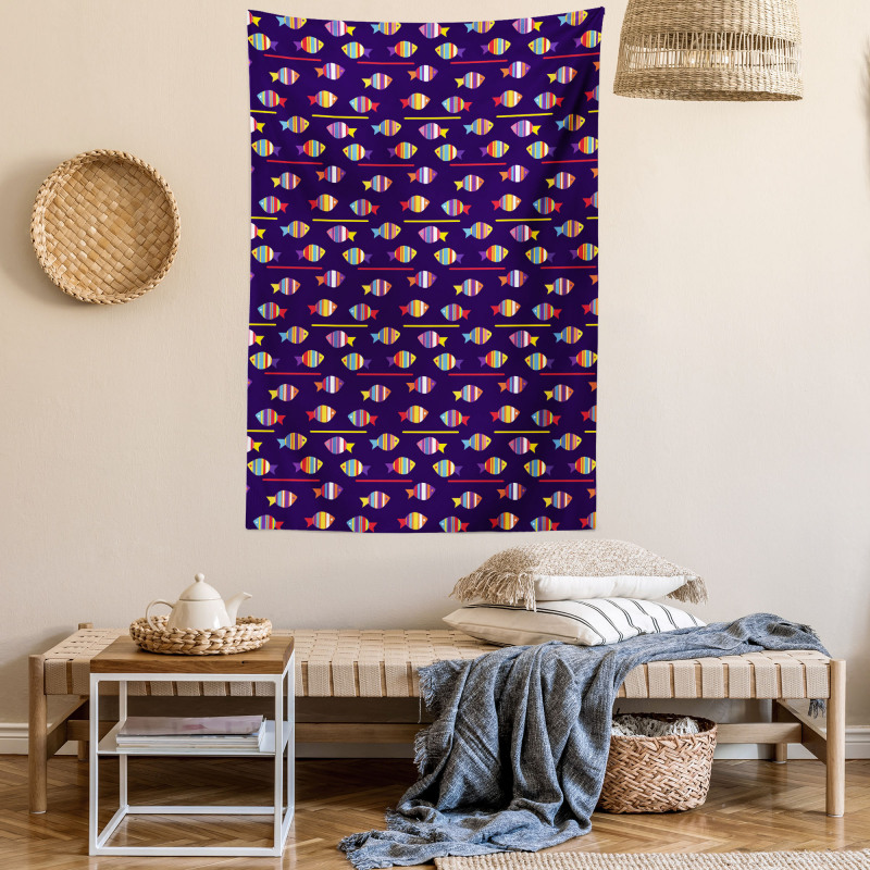 Rainbow Patterned Animals Tapestry