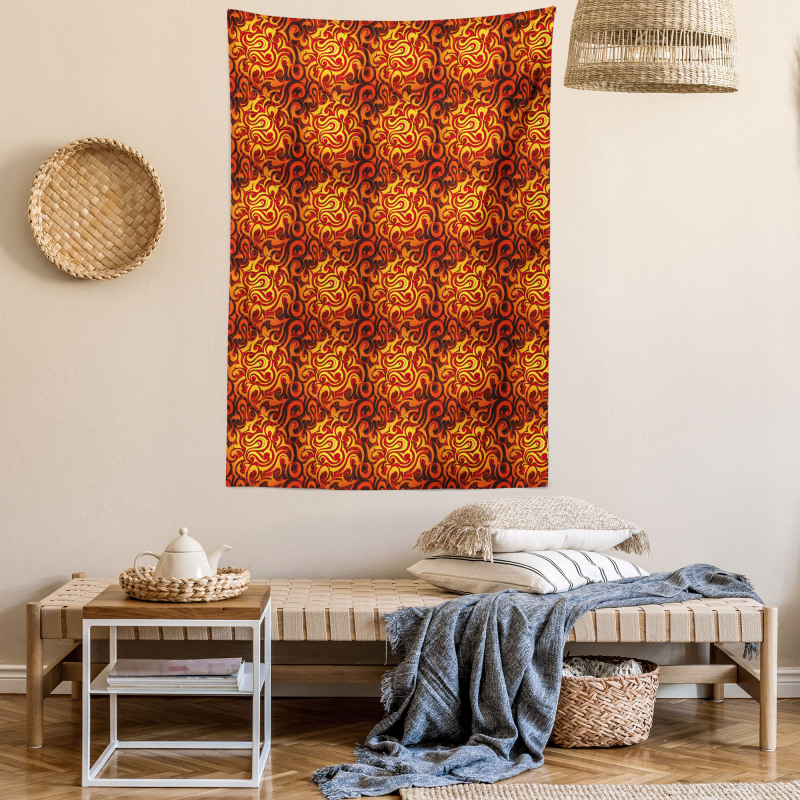 Floral Surreal Curves Tapestry