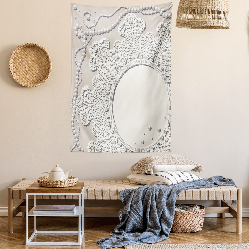 Medallion Lace Ornate Pearl Tapestry