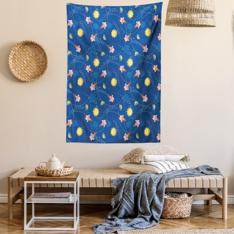 Little Cartoon Rocket Tapestry