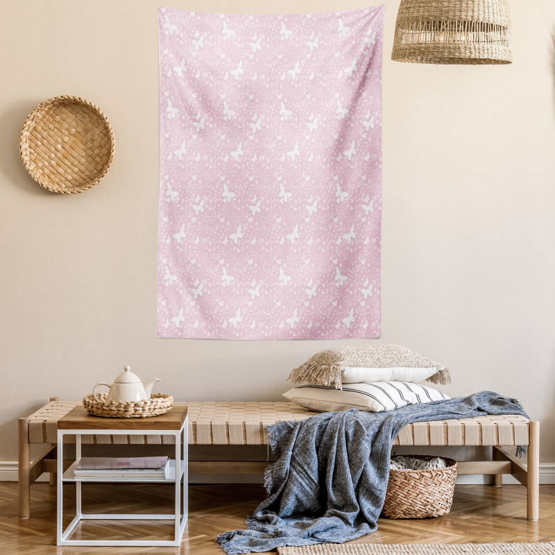 Soft Pink Floral Tapestry
