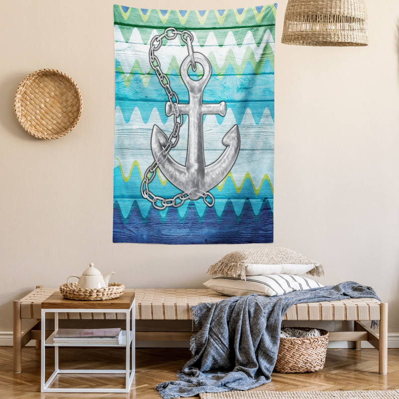 Nautical Chevron Zigzags Tapestry