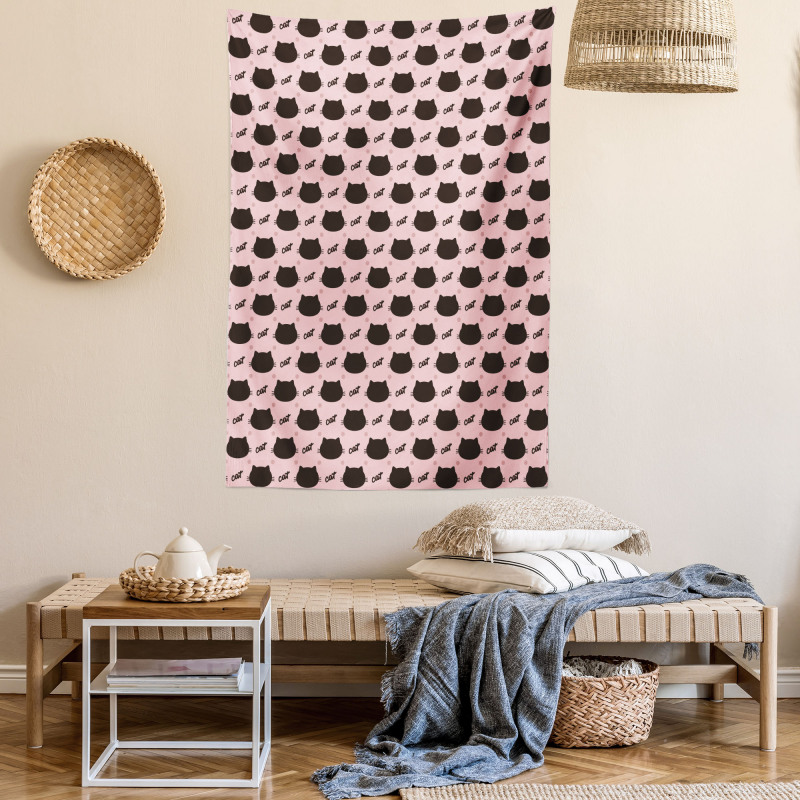 Head Silhouettes Dots Girly Tapestry