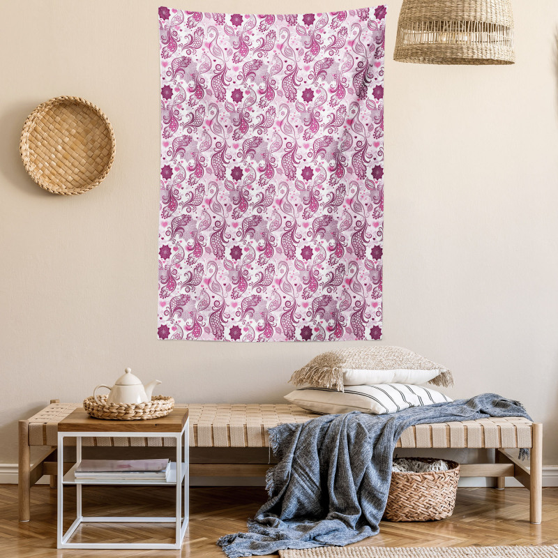 Romantic Birds Flowers Tapestry