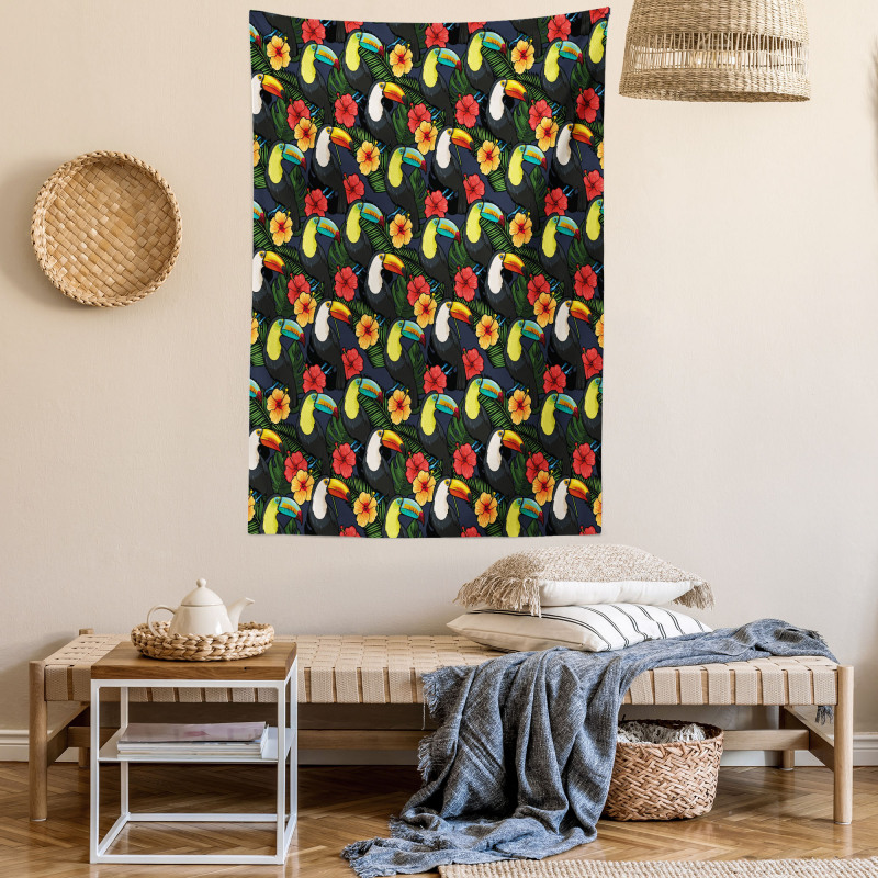 Toucan and Hibiscus Tapestry