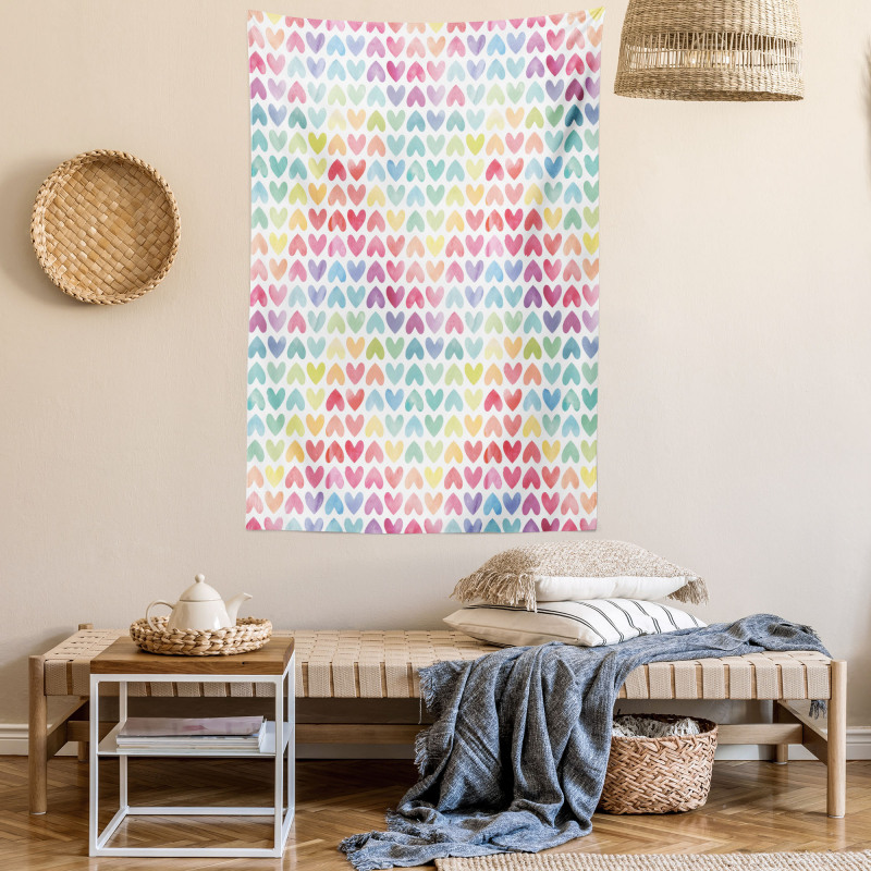 Colorful Hearts Tapestry
