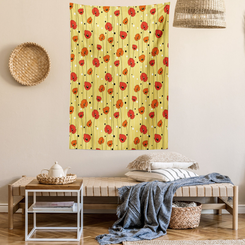 Lines with Dots Floral Tapestry