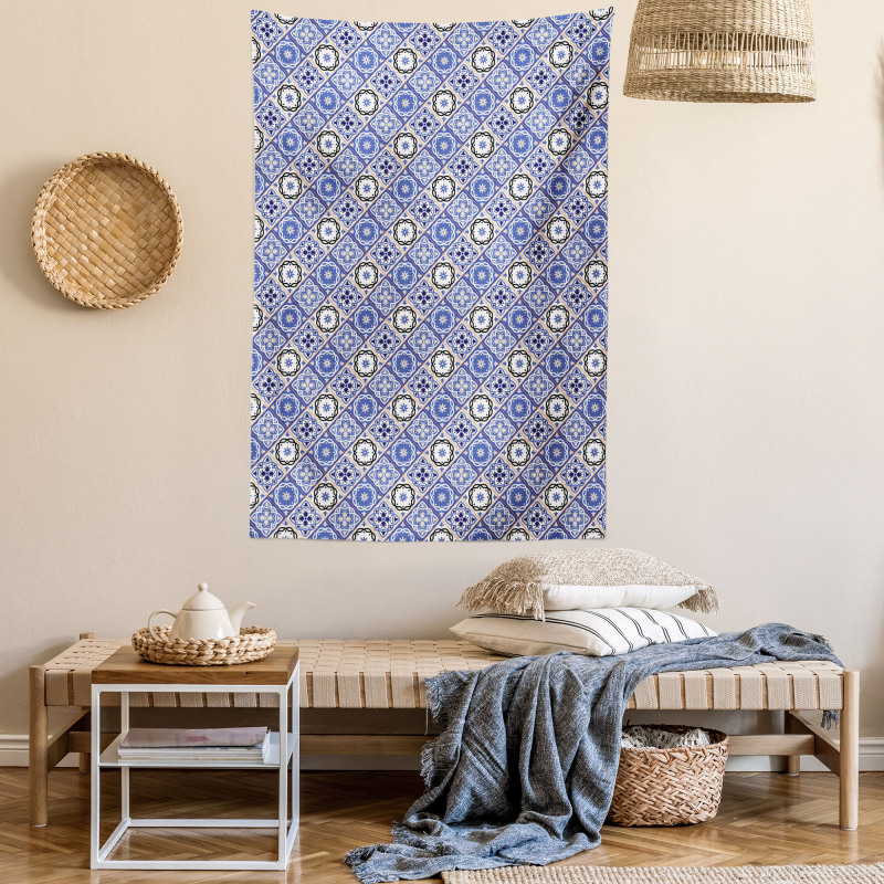 Geometric Azulejo Design Tapestry
