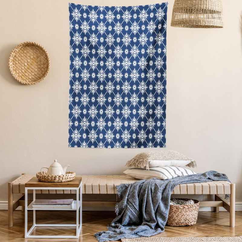 Checkered Folkloric Floral Tapestry