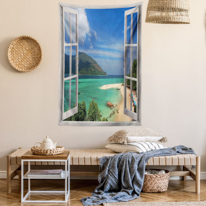 Tropic Scene in Window Tapestry