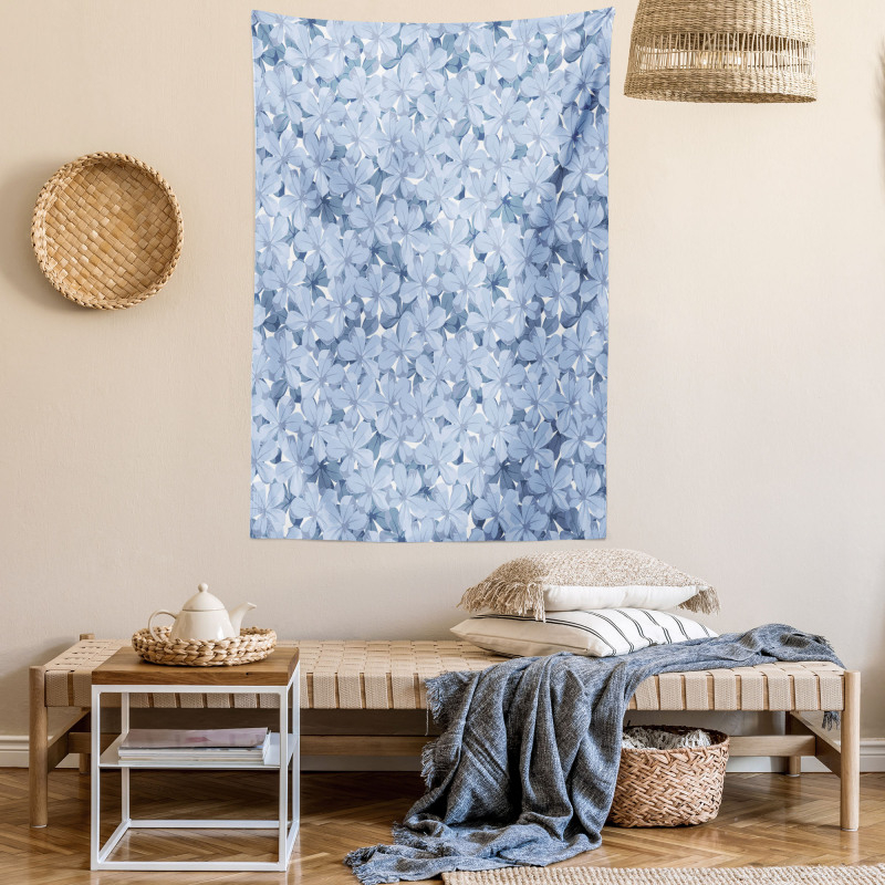 Retro Plumbago Blossoms Tapestry