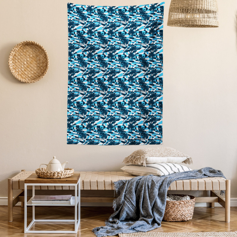 Geometric Blue Shades Tapestry
