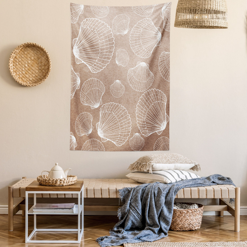 Hand Drawn Shells Tapestry