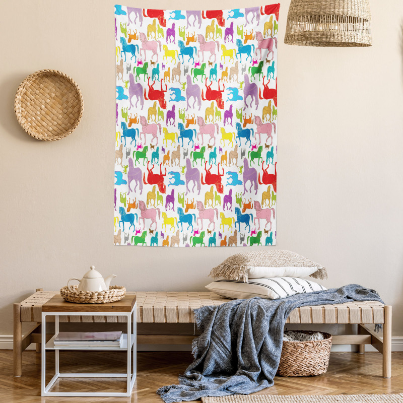 Abstract Stallions Wild Tapestry