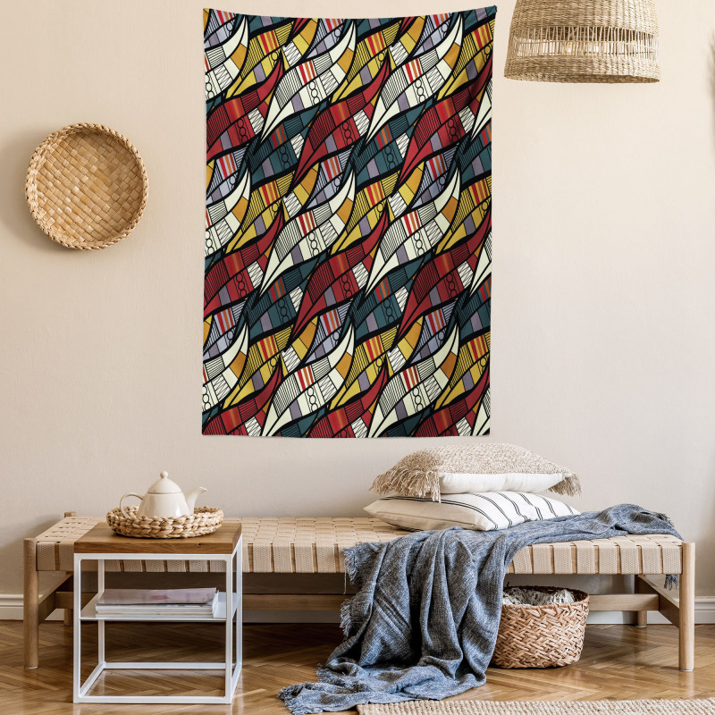 Circles Chevrons Lines Tapestry