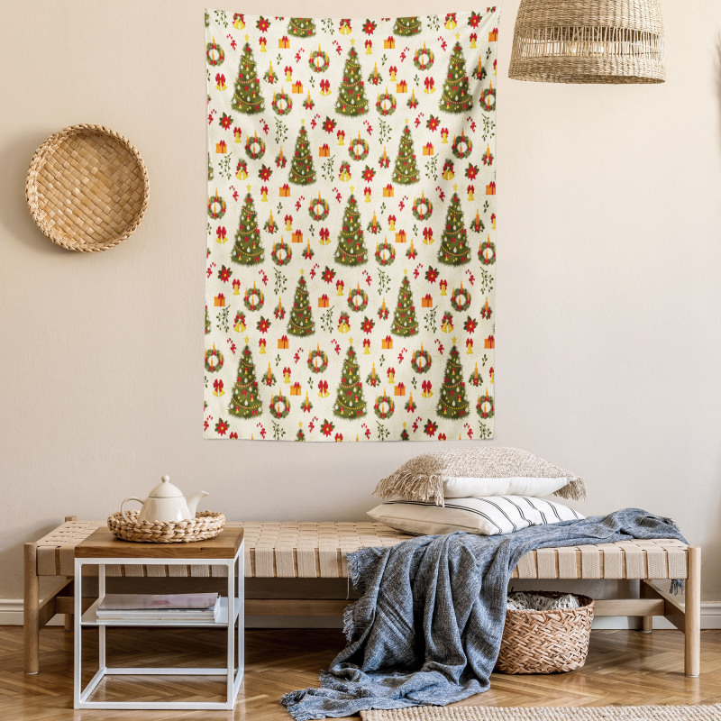 Cartoon Trees Bells Tapestry