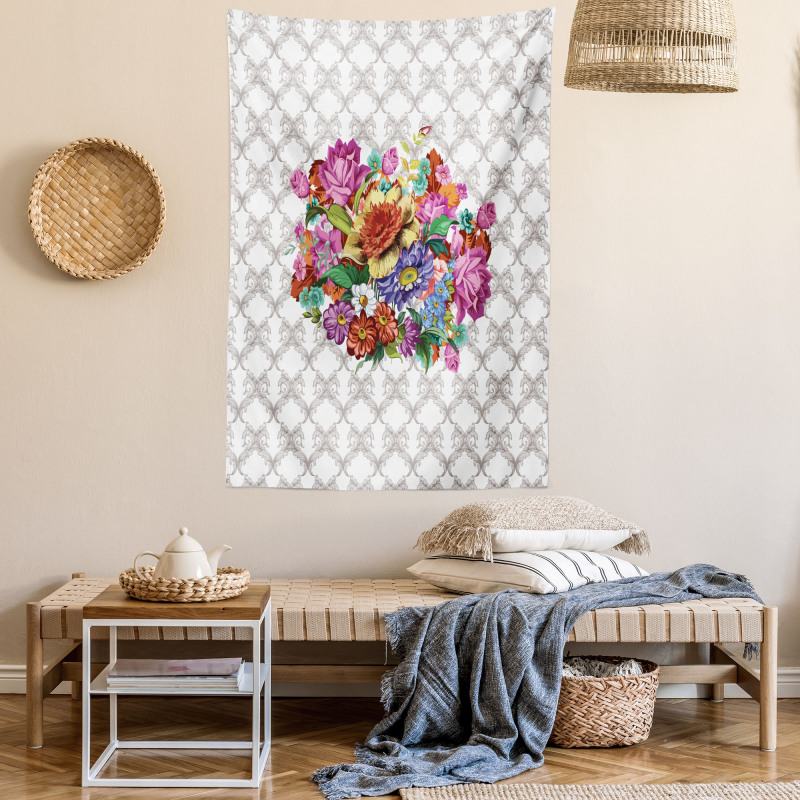 Damask Pattern Bouquet Tapestry