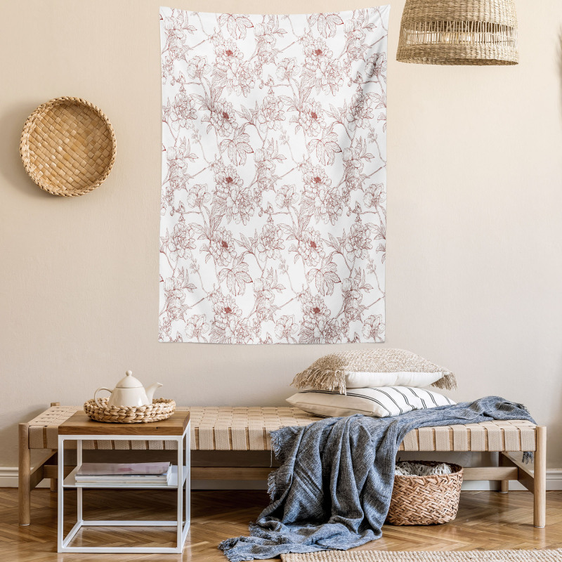 Rustic Peonies Tapestry