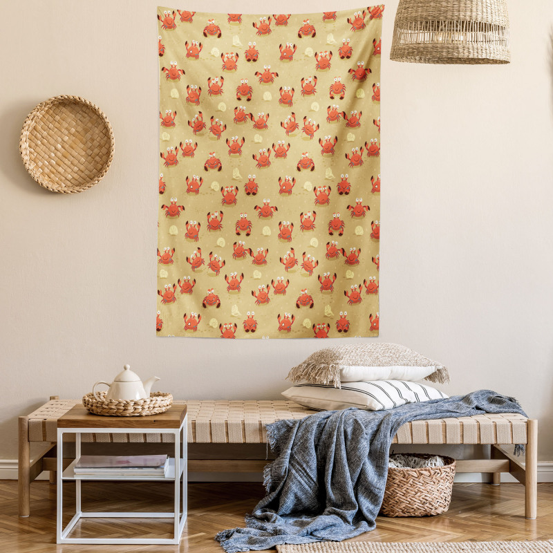 Playful Fauna on Beach Tapestry