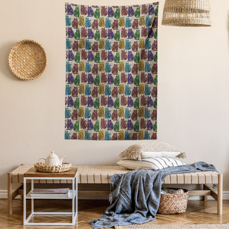 Colorful Cats Tapestry