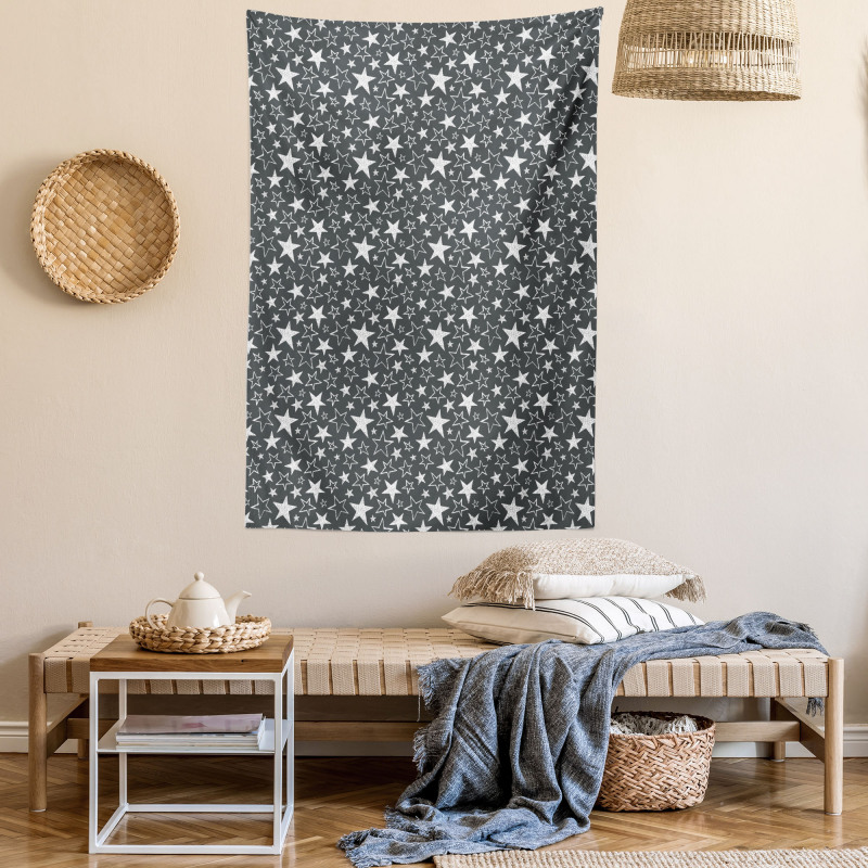 Greyscale Geometric Shapes Tapestry