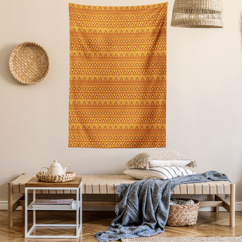 Folkloric Triangles Suns Tapestry