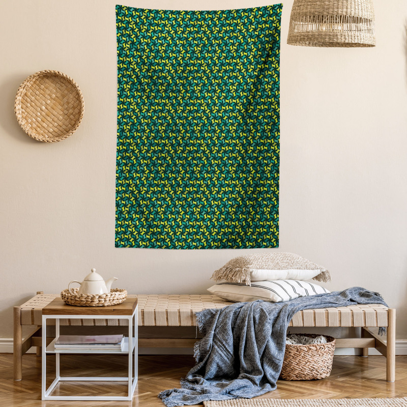 Green Toned Shapes Tapestry