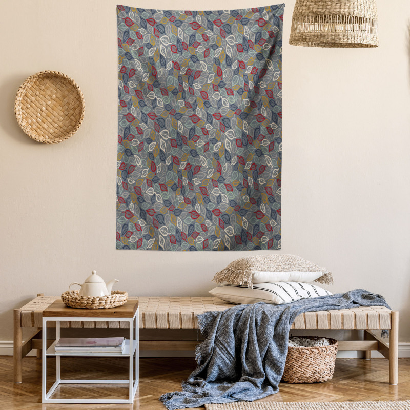 Faded Toned Leaves Art Tapestry
