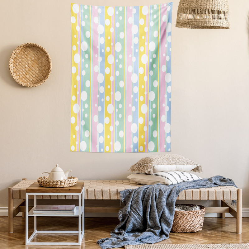 Pastel Colored Stripes Tapestry