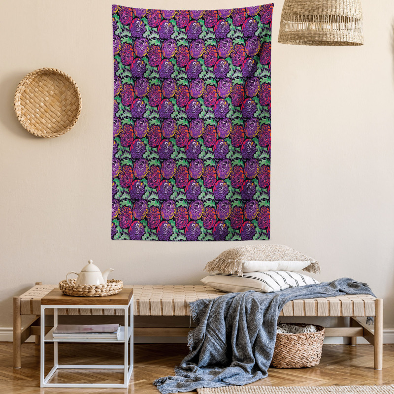 Vibrant Peony Blossoms Tapestry
