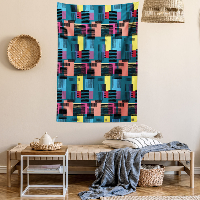 Vintage Geometric Shapes Tapestry