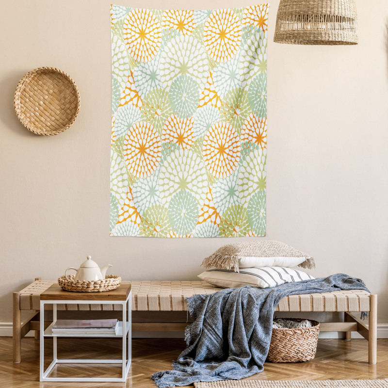 Abstract Retro Flowers Tapestry