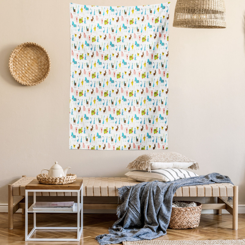 Farm Animals Pattern Tapestry