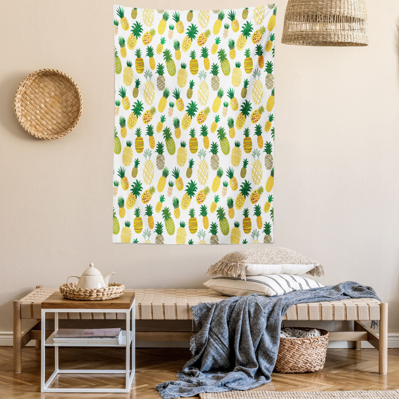 Cartoon Fruits Pineapples Tapestry