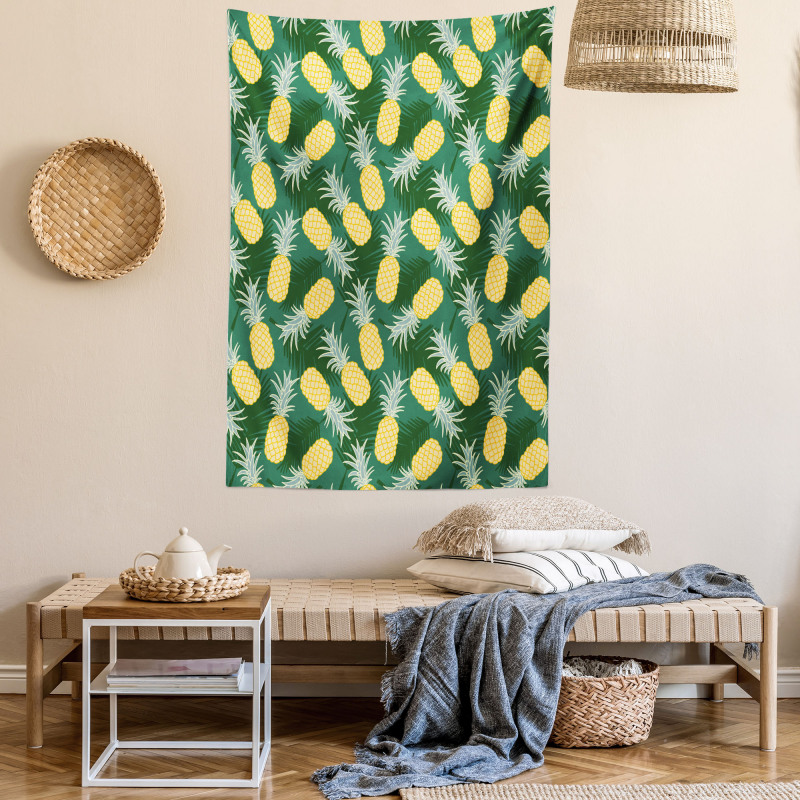 Palm Leaves Pineapples Tapestry