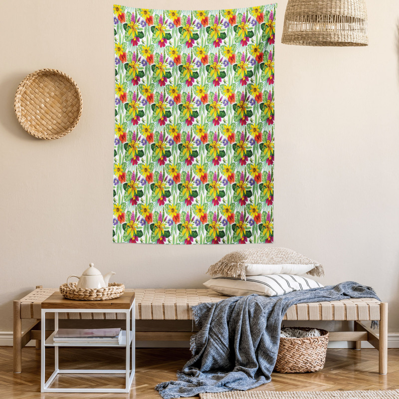 Lily Hibiscus Monstera Tapestry