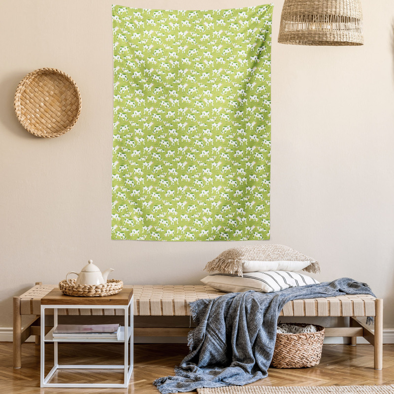 Bovines on Green Meadow Tapestry